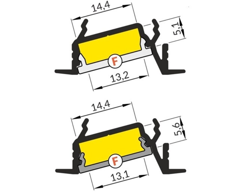 LINEA14 DL 14mm Versenktes Led-Profil 1m-2m