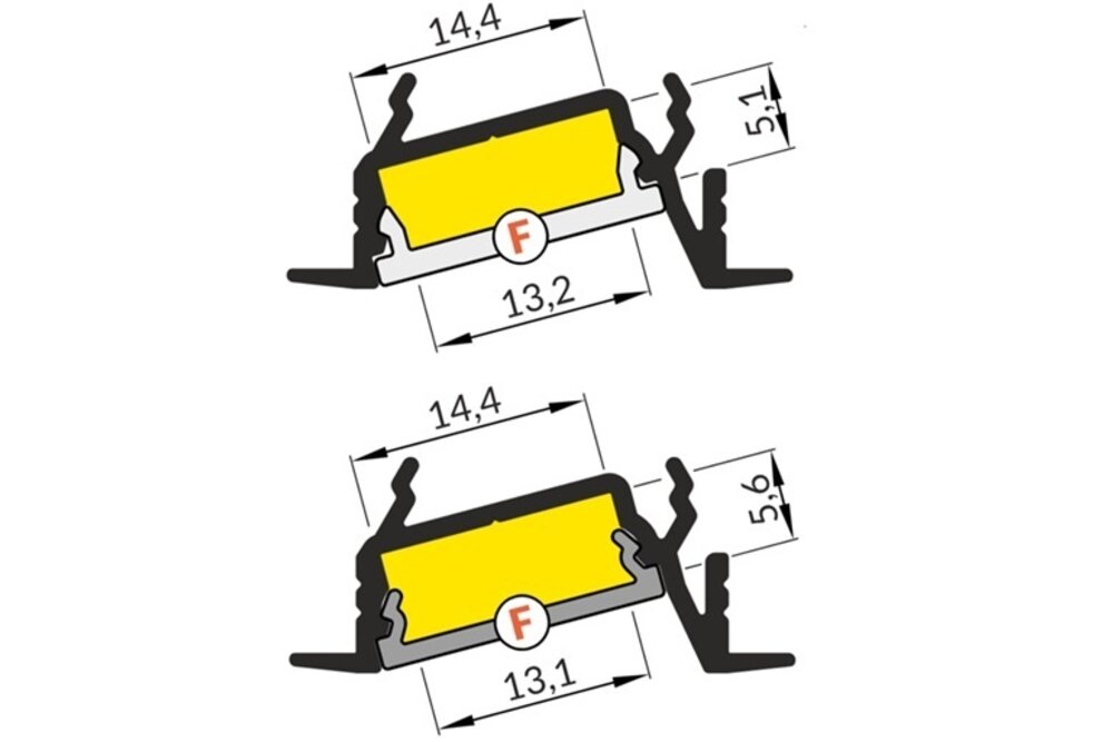 LINEA14 DL 14mm Versenktes Led-Profil 1m-2m