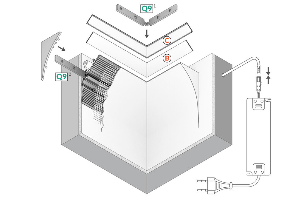 CURVA 12mm Aufbau Led Profil - Stuc trim indirekte Beleuchtung.