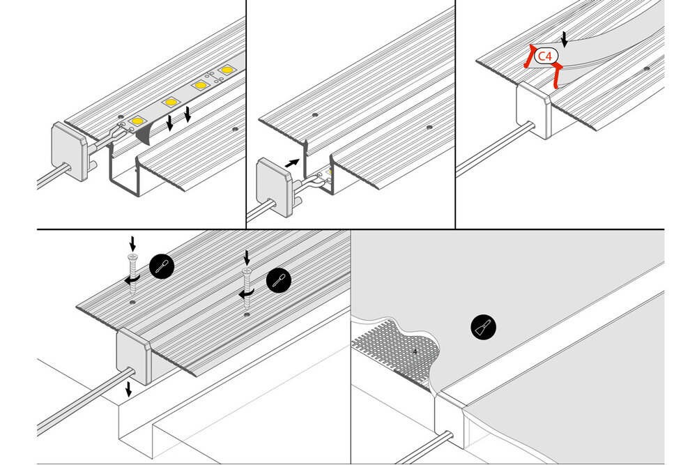 MODO TS 10mm versenktes Led Profil für Gipskarton und Stuck.