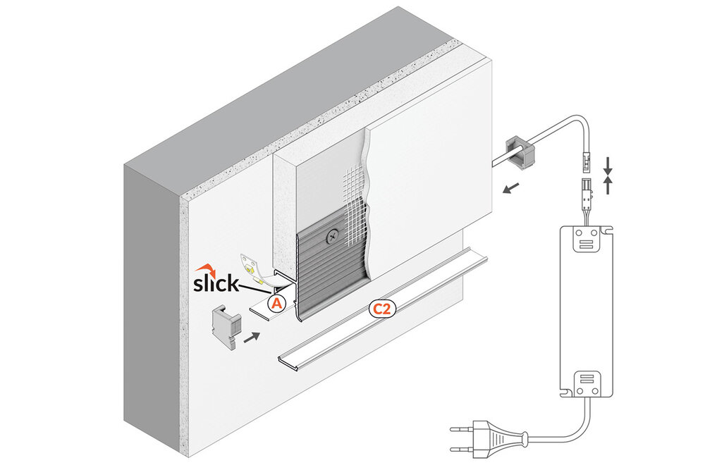 Flux TS 10mm versenktes Led Profil für Gipskarton und Stuck