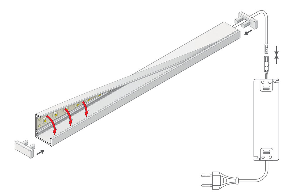 FLEX 8mm Led-Profil eingelassen 1m-2m