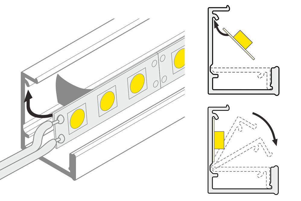 FLEX 8mm Led-Profil eingelassen 1m-2m
