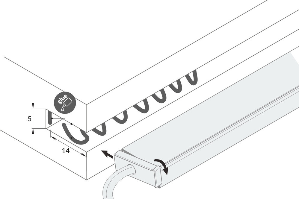 FLEX 8mm Led-Profil eingelassen 1m-2m