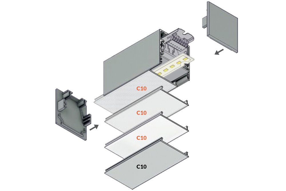 LUMAX502 53mm Aufbauprofil Led 1m-2m
