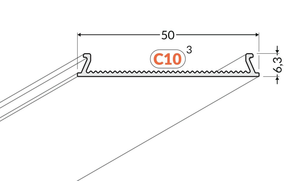 Abdeckung C10 Wide 110° Clickon | Abstrahlwinkel 110°, Länge 1m oder 2m