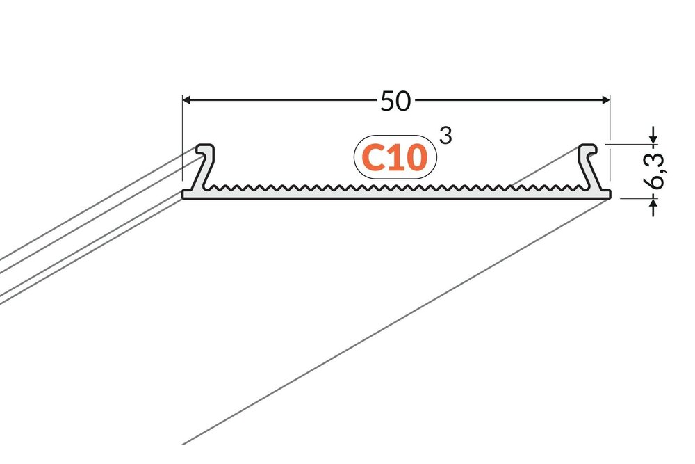 Abdeckung C10 Wide 110° Clickon | Abstrahlwinkel 110°, Länge 1m oder 2m
