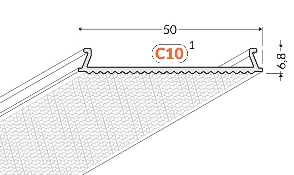 Abdeckung C10 Opal prismatisch Clickon | Gleichmäßige Lichtverteilung, Länge 1m oder 2m