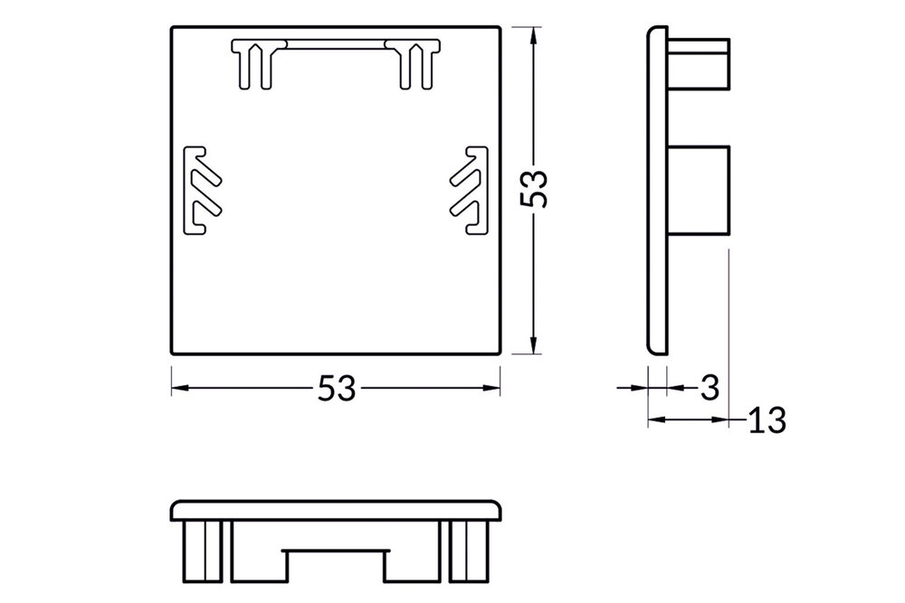 Endkappen für das LED-Profil LUMAX502. Satz von zwei