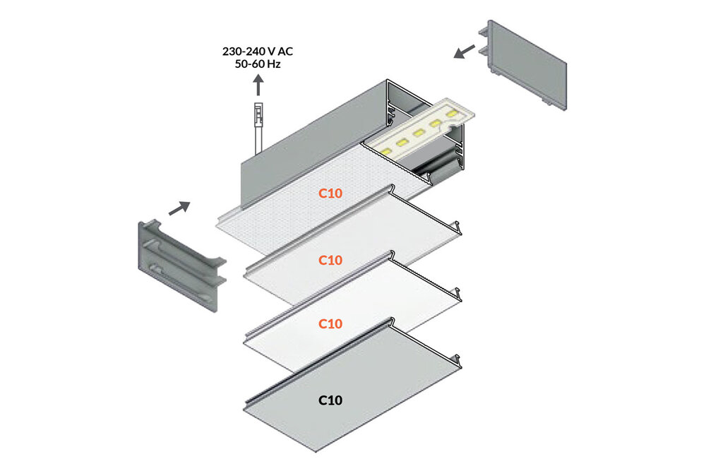 LUMAX501 53mm Led-Anbauprofil 1m-2m