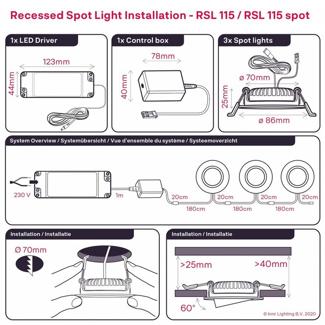 INNR INNR Recessed Spots 3er-Pack - RSL 115 Led-Lampen