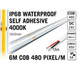 Applamp 6m IP68 Wasserdichtes COB4000K Neutral Weißes Led Strip | 9W pm 24V | 480 Pixel pm - Selbstklebend
