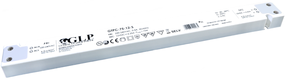 GLP Ultradünnes Konstantspannungs-Netzteil DC 12 Volt 75 Watt 6,25 Ampere mit PFC-Regelung