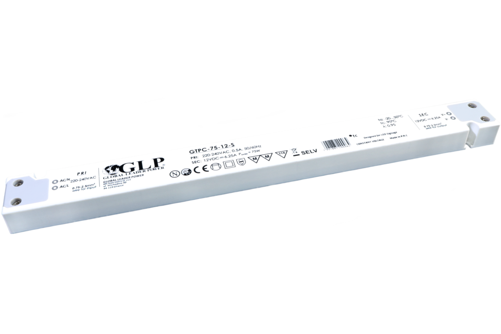 GLP Ultradünnes Konstantspannungs-Netzteil DC 24 Volt 75 Watt 3,125 Ampere mit PFC-Regelung