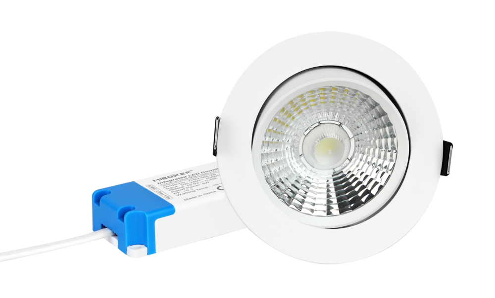 MiLight Mi-Light 12Watt Dimmbare Dual White LED Zigbee schwenkbarer Einbaustrahler 220V. Matt Weiß ⌀90mm - Kopieren