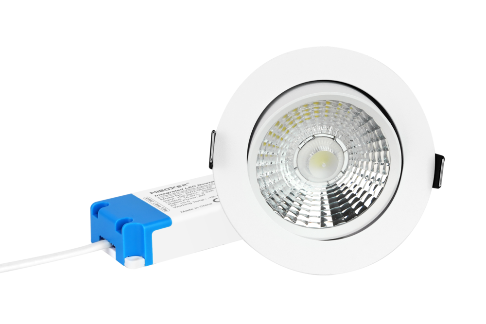 MiLight Mi-Light 12Watt Dimmbare Dual White LED Zigbee schwenkbarer Einbaustrahler 220V. Matt Weiß ⌀90mm - Kopieren