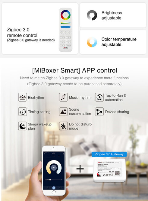 MiLight Mi-Light 12Watt Dimmbare Dual White LED Zigbee schwenkbarer Einbaustrahler 220V. Matt Weiß ⌀90mm - Kopieren