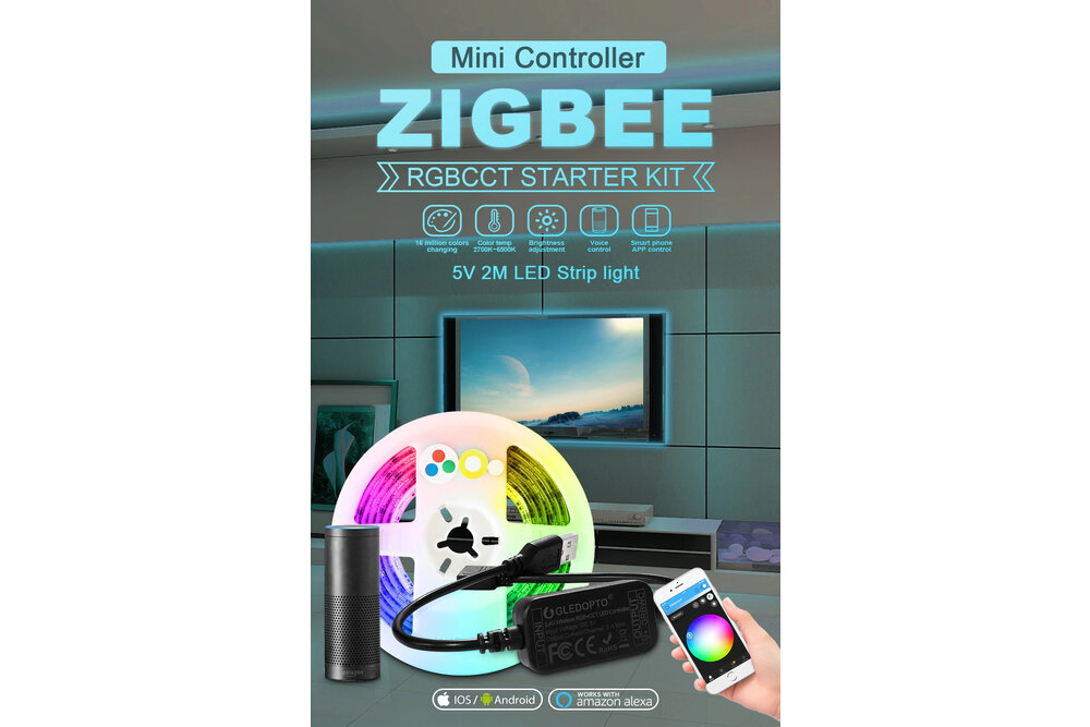 GLEDOPTO GLEDOPTO 5W USB RGB + CCT 2M LED-Streifen Licht 5V GL-MC-001S