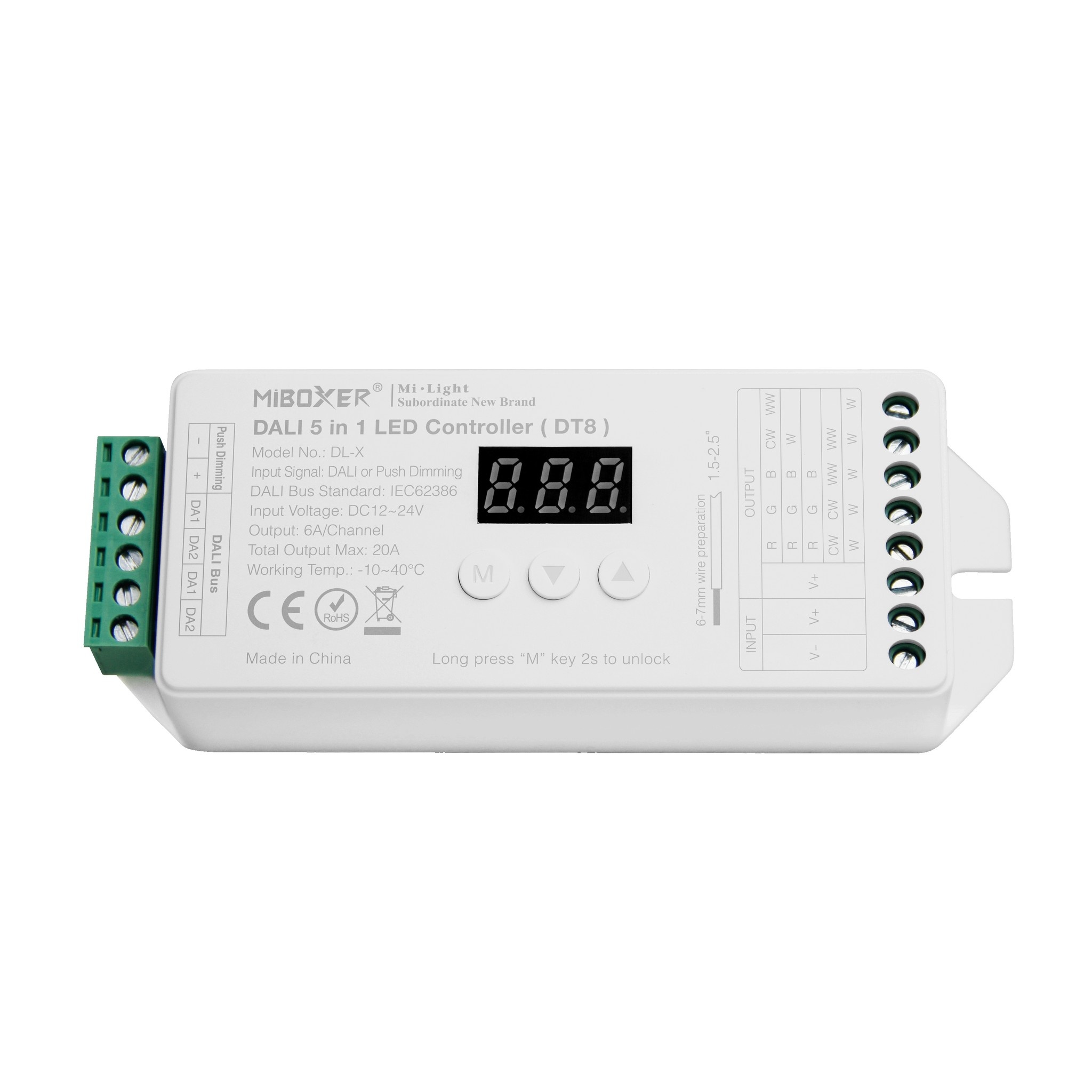MiLight DALI DL-X DT8 5 in 1 Einfarbig/Dual White/RGB/RGBW/RGB+CCT Dali-Controller 5x6A