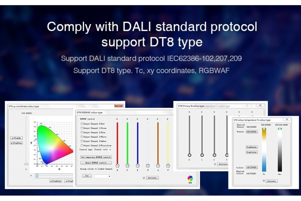 MiLight DALI DL-X DT8 5 in 1 Einfarbig/Dual White/RGB/RGBW/RGB+CCT Dali-Controller 5x6A