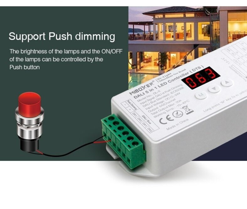 MiLight DALI DL-X DT8 5 in 1 Einfarbig/Dual White/RGB/RGBW/RGB+CCT Dali-Controller 5x6A