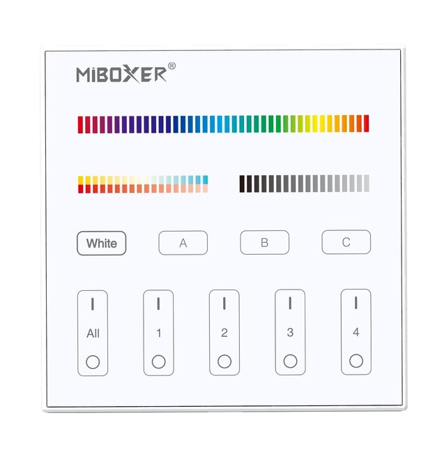 MiLight DALI DT8 4-Zonen 3 in 1 RGB/RGBW/RGB+CCT Touch Wandpanel