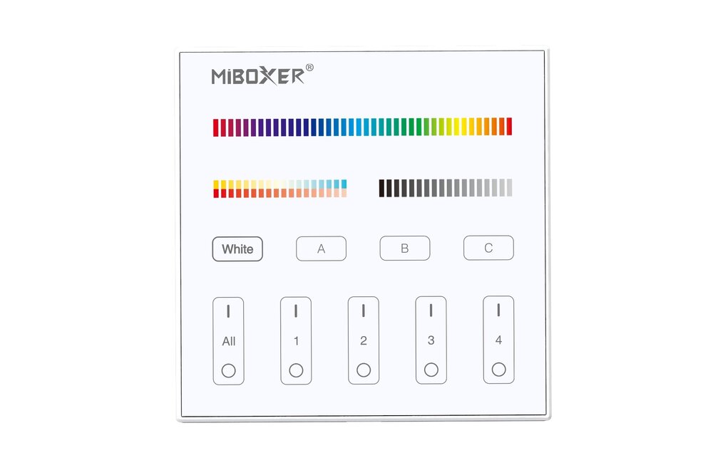 MiLight DALI DT8 4-Zonen 3 in 1 RGB/RGBW/RGB+CCT Touch Wandpanel