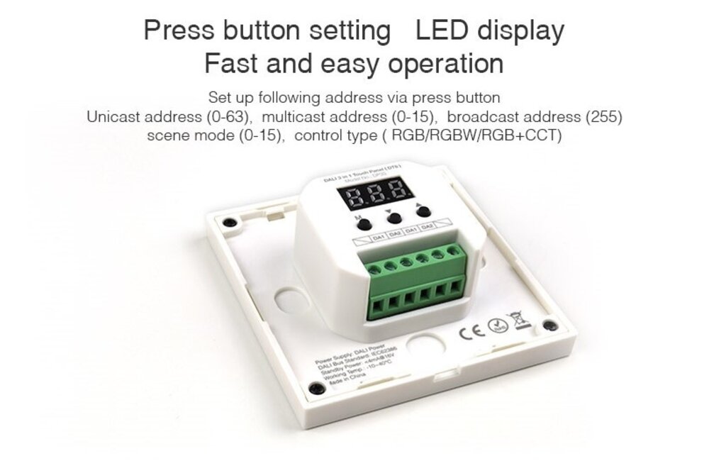 MiLight DALI DT8 4-Zonen 3 in 1 RGB/RGBW/RGB+CCT Touch Wandpanel