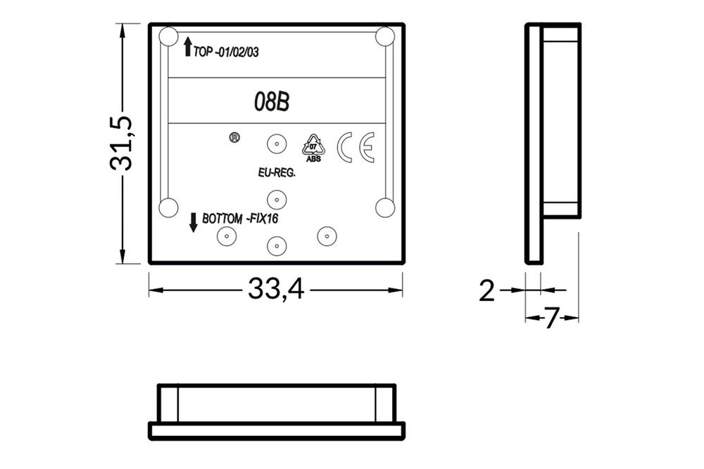 Endkappen für das LED-Profil EVO308. Satz von zwei
