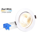 MiLight Mi-Light 12Watt Dimmbarer Dual White LED 2.4G RF schwenkbarer Einbaustrahler 220V. Matt Weiß ⌀108.3mm