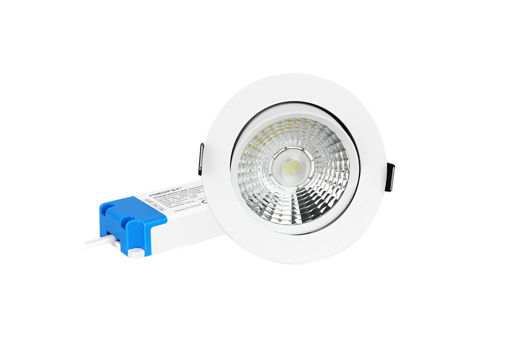 MiLight Mi-Light 12Watt Dimmbarer Dual White LED 2.4G RF schwenkbarer Einbaustrahler 220V. Matt Weiß ⌀108.3mm