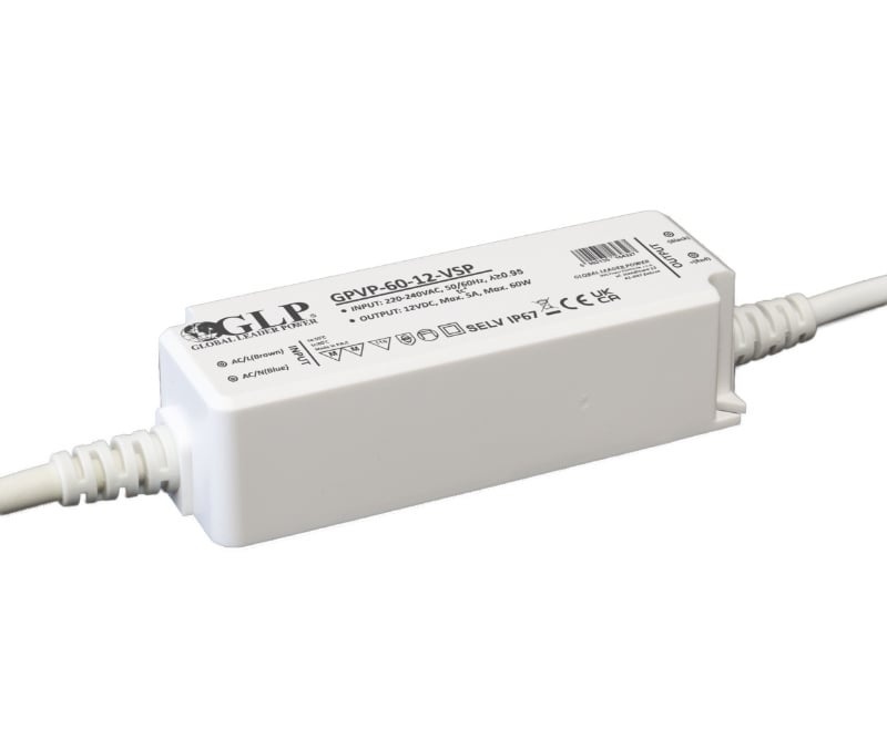 GLP Wasserdichtes Netzgerät DC 12V 60 Watt 5 Ampere - Kunststoffgehäuse
