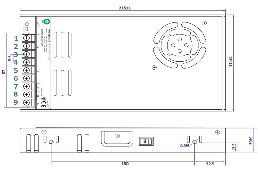 POS-POWER Kompaktes Schaltnetzteil DC 24 Volt 350 Watt 14,5 Amp