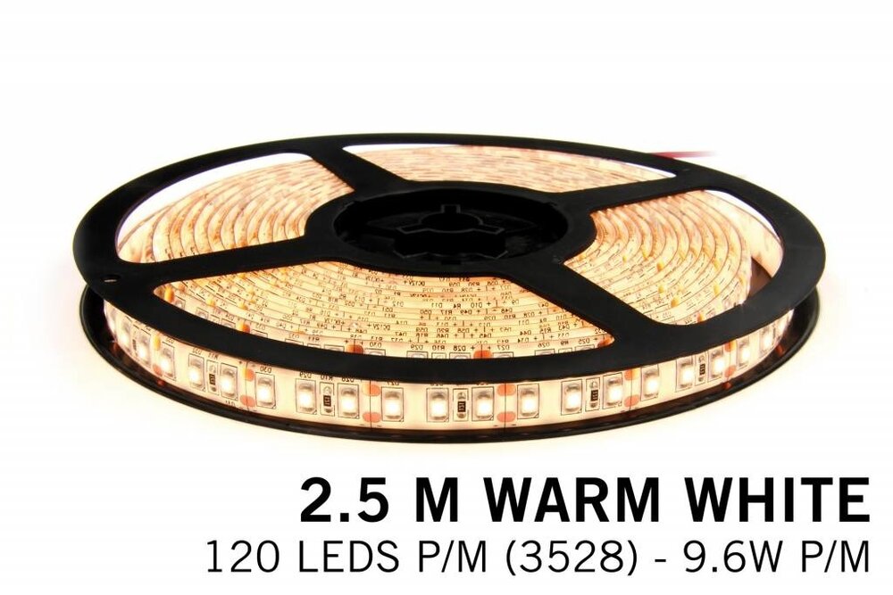 Applamp Warmweißer loser Led-Streifen | 2.5m 120 Leds pm Typ 2835 12V 7.6W pm