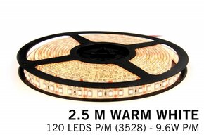 Applamp Warmweißer Led-Streifen | 2,5m 120 Leds pm Typ 2835 12V Lose Leiste