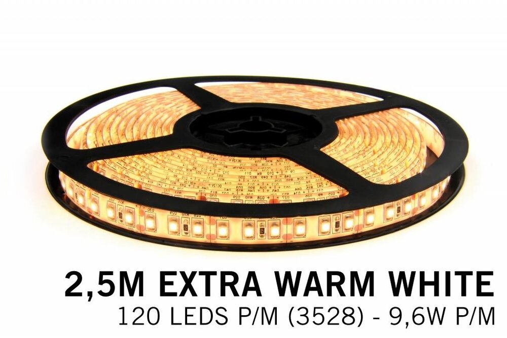 Applamp Extra Warm White Lose Led Strip | 2.5m 120 Leds pm Typ 2835 12V 7.6W pm