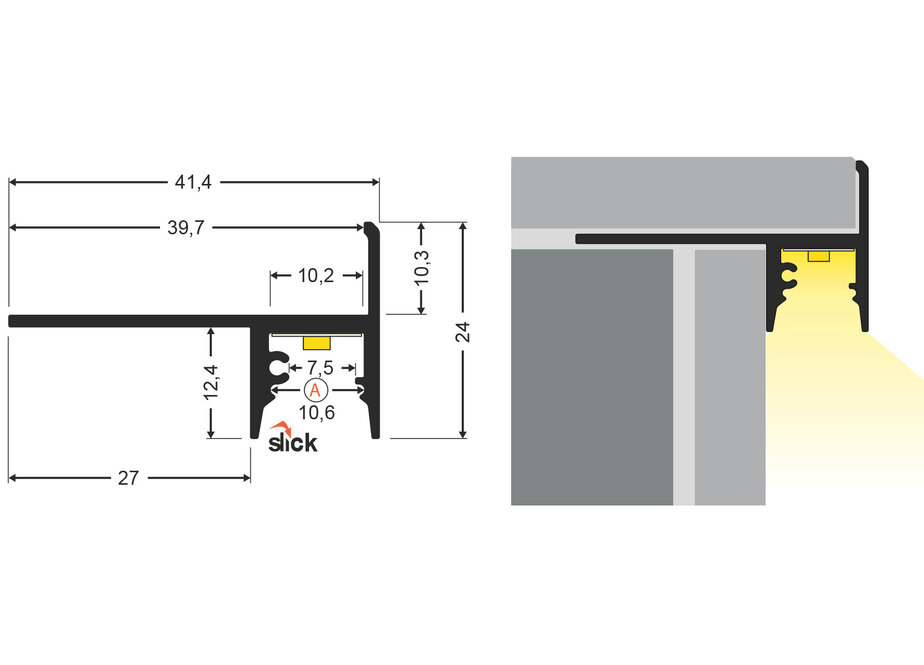 TILUM10 TS LED-Profil für geflieste Treppenstufen
