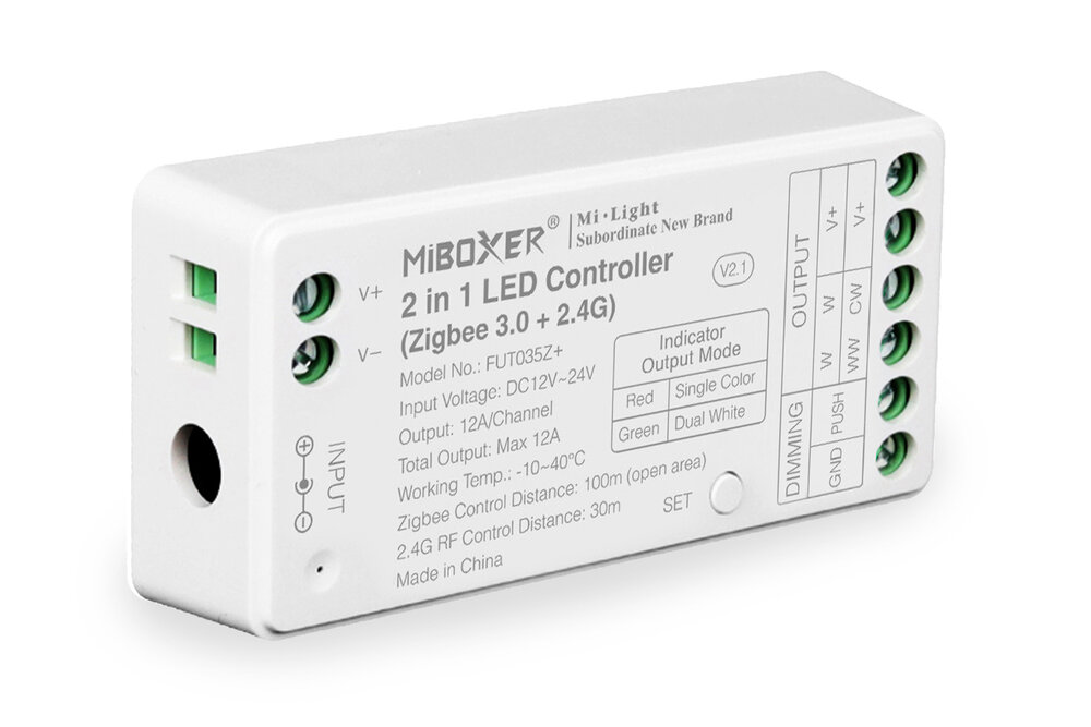 MiLight Miboxer 2 in 1 Zigbee 3.0 + RF 2.4G Einfarbig/Doppelweiß CCT Dimmer Controller