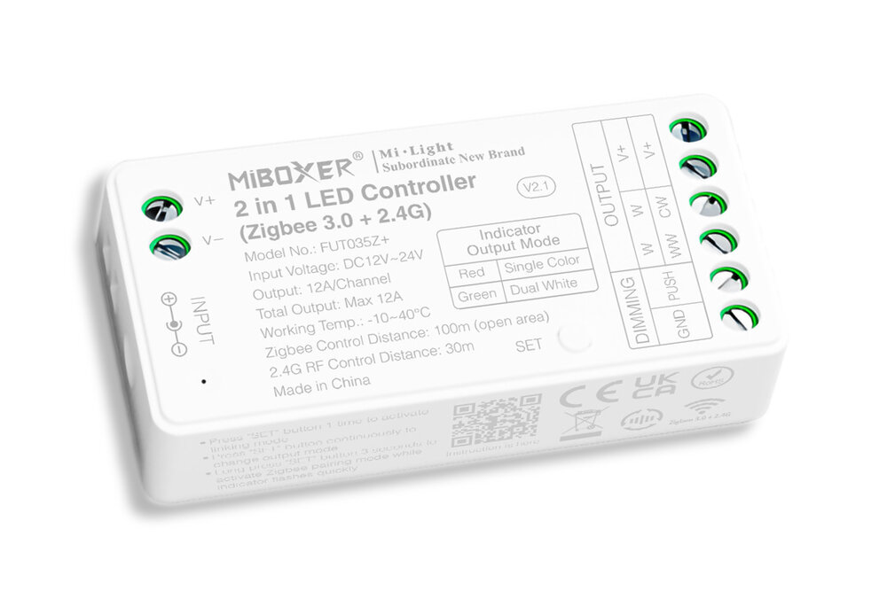 MiLight Miboxer 2 in 1 Zigbee 3.0 + RF 2.4G Einfarbig/Doppelweiß CCT Dimmer Controller