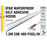 Applamp 1.5m IP68 Wasserdichte COB 4000K Neutral Weiß Led Strip | 9W pm 24V | 480 Pixel pm - Selbstklebend