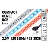 AppLamp ProLine PRO LINE Kompakter RGB-Farb-LED-Streifen | 2,5m 120 Leds pm Typ 3838 24V - Lose Strip