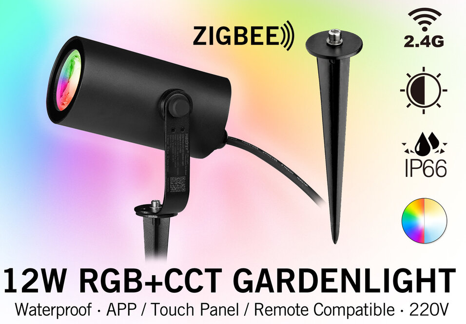 MiLight Mi-light RF 2.4G + Zigbee 12W RGG+CCT 220V LED Garten Spot Farbe+Dual Weiß IP66
