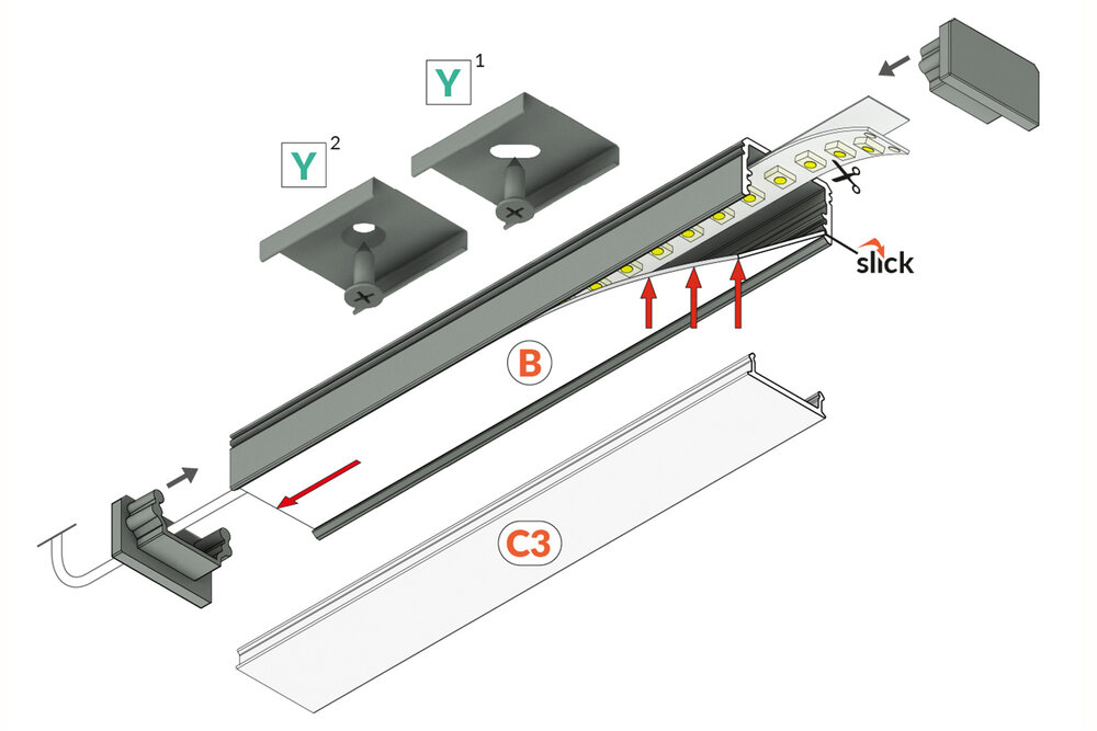 OMNI 14mm Led Profil Aufputzmontage 2m