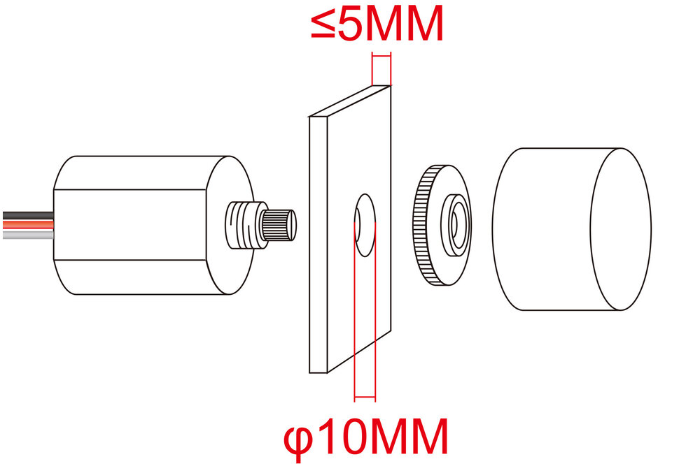Mini-LED-Dimmer-Einbaudrehknopf 12V-24V, 4A, IP65 wasserdicht