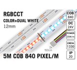 Applamp COB RGBCCT Led Strip | 5m 25W pm 24V | 840 Pixel pm - Lose Strip