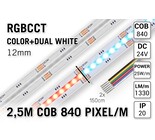 Applamp COB RGBCCT Led Strip | 2.5m 25W pm 24V | 840 pixels pm - Lose Strip