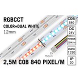 Applamp COB RGBCCT Led Strip | Farbe+Dual White | 2.5m 25W pm 24V | 840 pixels pm - Lose Strip