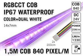 Applamp 1.5m COB RGBCCT IP67 Wasserdichtes Led Strip | 25W pm 24V | 840 Pixel pm - Lose Strip