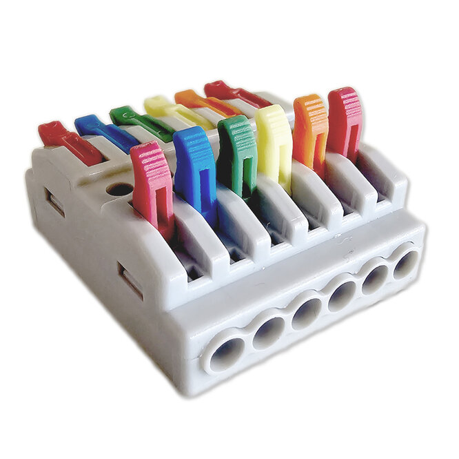 Applamp 6-poliger Wago-Durchgangsstecker mit Klemmkontakten. Geeignet für Kabel von 0,08-4mm²