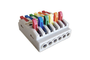 Applamp 6-poliger Wago-Durchgangsstecker mit Klemmkontakten. Geeignet für Kabel von 0,08-4mm²